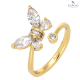 PIERŚCIONEK POZŁACANY 12 MM BRYLANTOWY MOTYLEK XUPING 72612