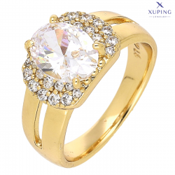 PIERŚCIONEK POZŁACANY 9 MM BRYLANTOWA MARKIZA XUPING 72611