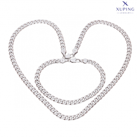 ŁAŃCUSZEK PLATYNOWANY 45 CM 5,5 MM Z BRANSOLETKĄ 18,5 CM XUPING 72688