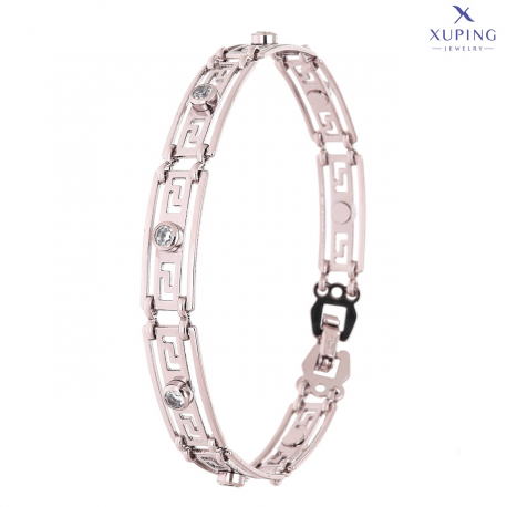 BRANSOLETKA PLATYNOWANA 19,5 CM 8 MM GREK Z BRYLANTAMI XUPING 72724