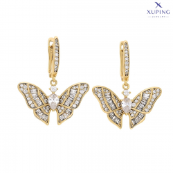 KOLCZYKI POZŁACANE 33/26 MM BRYLANTOWE MOTYLE XUPING 72758