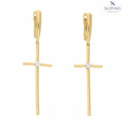 KOLCZYKI POZŁACANE 57/16 MM ZŁOTY KRZYŻ Z BRYLANCIKIEM XUPING 72763