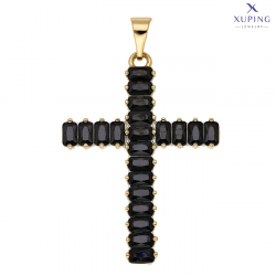 ZAWIESZKA POZŁACANA 53/32 MM KRZYŻ CZARNE BRYLANTY XUPING 72949