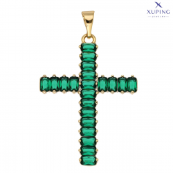 ZAWIESZKA POZŁACANA 53/32 MM KRZYŻ SZMARAGDY XUPING 72950