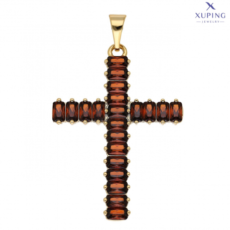 ZAWIESZKA POZŁACANA 53/32 MM KRZYŻ GRANATY XUPING 72951
