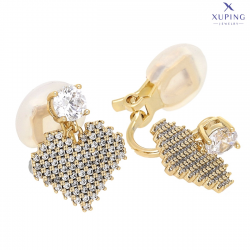 KOLCZYKI POZŁACANE 17/13 MM BRYLANTOWE SERCA XUPING 73050