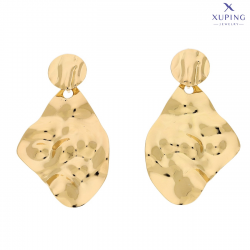 KOLCZYKI POZŁACANE 46/26 MM ZŁOTE KLEPANE BLASZKI XUPING 73083