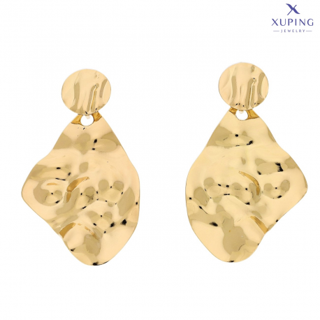 KOLCZYKI POZŁACANE 46/26 MM ZŁOTE KLEPANE BLASZKI XUPING 73083