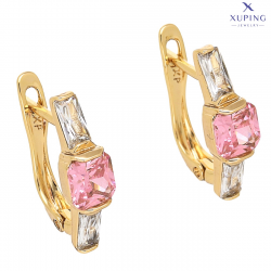 KOLCZYKI POZŁACANE 17/5 MM RÓŻOWY RADIANT XUPING 73429