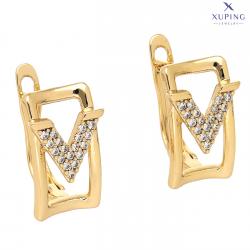 KOLCZYKI POZŁACANE 15/9 MM BRYLANTOWA V XUPING 73486