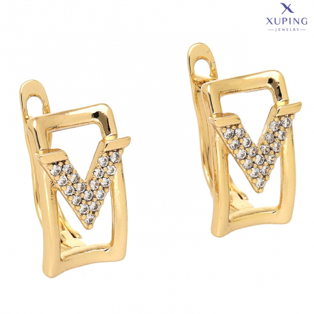 KOLCZYKI POZŁACANE 15/9 MM BRYLANTOWA V XUPING 73486