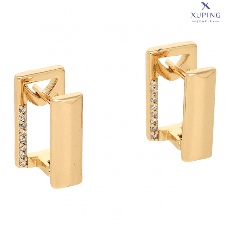 KOLCZYKI POZŁACANE 14/8 MM ELEGANTKI Z BRYLANTAMI XUPING 73504