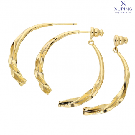 KOLCZYKI POZŁACANE 41/4 MM ZŁOTO Z PRZODU I Z TYŁU XUPING 73561