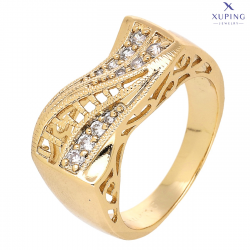 PIERŚCIONEK POZŁACANY 10 MM GRECKI Z BRYLANTAMI XUPING 73587
