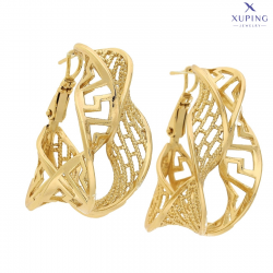 KOLCZYKI POZŁACANE 33/17 MM ZŁOTY GRECKI AŻUR XUPING 73806