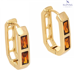 KOLCZYKI POZŁACANE 19/4 MM ELEGANTKI Z GRANATAMI XUPING 73841