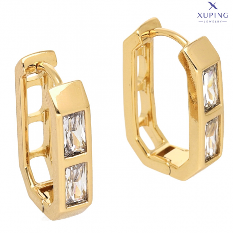 KOLCZYKI POZŁACANE 19/4 MM ELEGANTKI Z BRYLANTAMI XUPING 73845