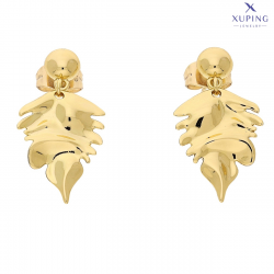 KOLCZYKI POZŁACANE 28/14 MM KLEPANE ZŁOTKO XUPING 73900L