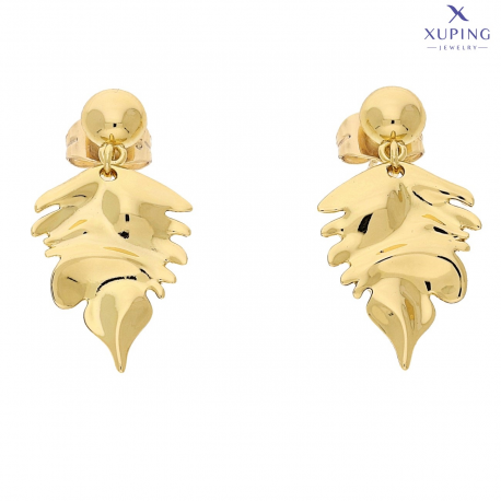 KOLCZYKI POZŁACANE 28/14 MM KLEPANE ZŁOTKO XUPING 73900L