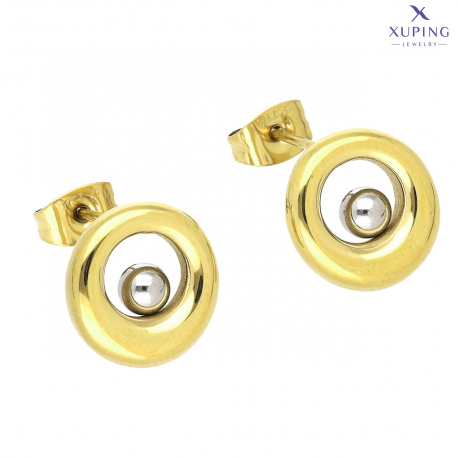 KOLCZYKI POZŁACANE 12 MM S. STEEL TTM XUPING 74117
