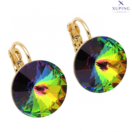 KOLCZYKI POZŁACANE 17/14 MM VITRAIL CRYSTAL XUPING 74247