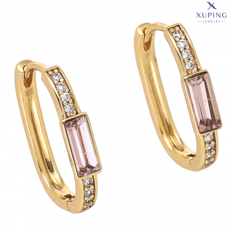 KOLCZYKI POZŁACANE 20/4 MM ROSE LIGHT CRYSTAL XUPING 74274