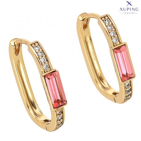 KOLCZYKI POZŁACANE 20/4 MM ROSE CRYSTAL XUPING 74276