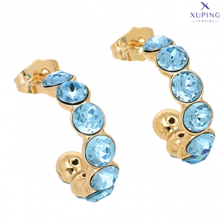 KOLCZYKI POZŁACANE 22/6 MM SAPPHIRE LIGHT CRYSTAL XUPING 74295