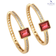 KOLCZYKI POZŁACANE 39/10 MM FUCHSIA CRYSTAL XUPING 74302