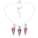 NASZYJNIK PLATYNOWANY 40+5 CM Z KOLCZYKAMI 42/14 MM FUCHSIA CRYSTAL XUPING 74325