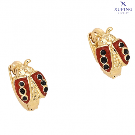 KOLCZYKI POZŁACANE 10/7 MM BIEDRONECZKI SĄ W KROPECZKI XUPING 74387