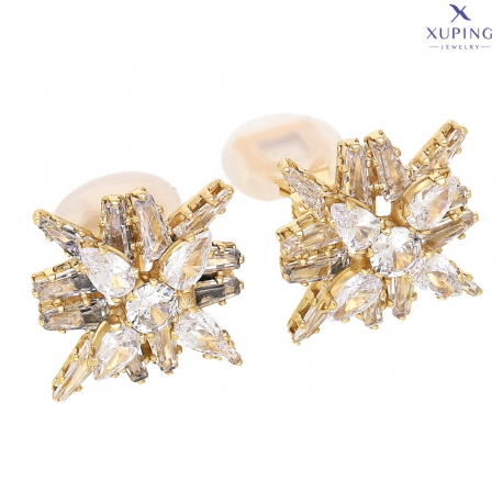 KLIPSY POZŁACANE 16/16 MM BRYLANTOWE XUPING 74458