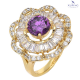 PIERŚCIONEK POZŁACANY 22 MM ELEGANCJA AMETYSTOWA XUPING 74464