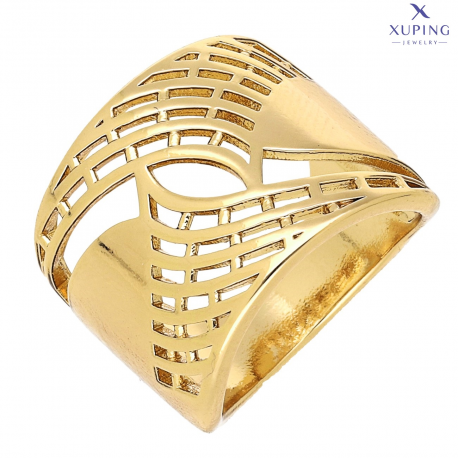 PIERŚCIONEK POZŁACANY 18 MM ZŁOTY AŻUR XUPING 74476