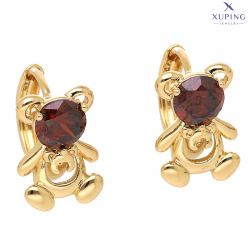 KOLCZYKI POZŁACANE 15/10 MM MISIEK GRANAT XUPING 74849