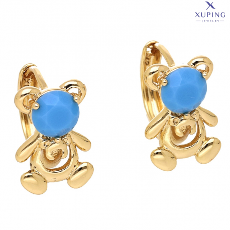 KOLCZYKI POZŁACANE 15/10 MM MISIEK TOPAZ XUPING 74851