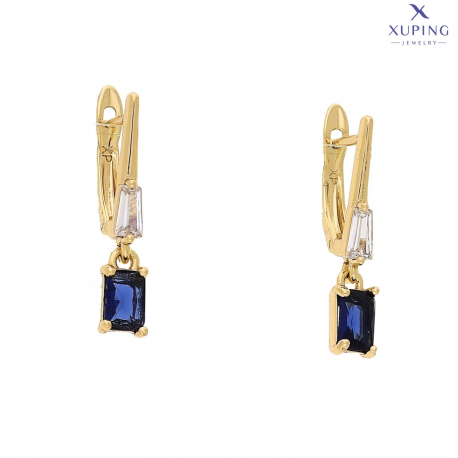 KOLCZYKI POZŁACANE 24/5 MM WISZĄCY SZAFIREK XUPING 74868
