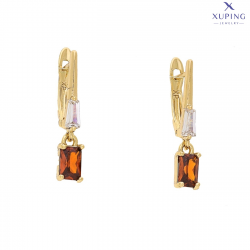 KOLCZYKI POZŁACANE 24/5 MM WISZĄCY GRANACIK XUPING 74871