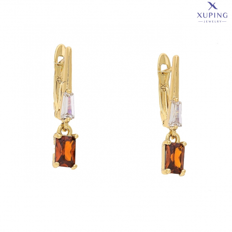 KOLCZYKI POZŁACANE 24/5 MM WISZĄCY GRANACIK XUPING 74871