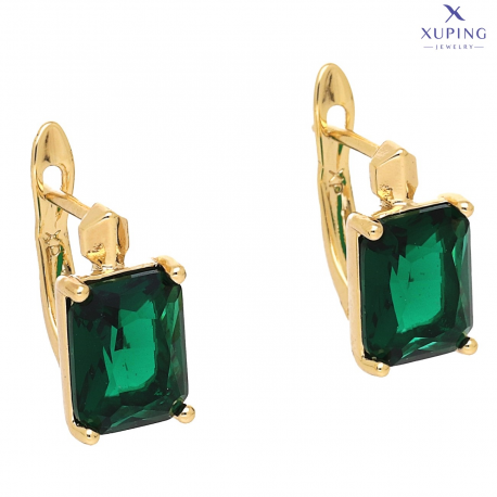 KOLCZYKI POZŁACANE 13/7 MM SZMARAGDY XUPING 74888