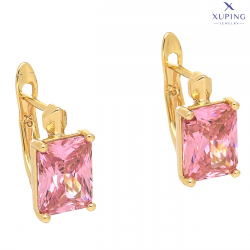 KOLCZYKI POZŁACANE 13/7 MM RÓŻOWE BRYLANTY XUPING 74890