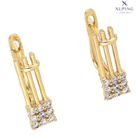KOLCZYKI POZŁACANE 18/6 MM ELEGANCKIE Z BRYLANCIKAMI XUPING 74909