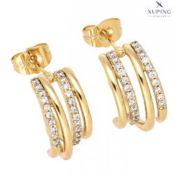 KOLCZYKI POZŁACANE 19/9 MM PÓŁKOŁA Z BRYLANCIKAMI XUPING 74927