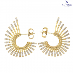 KOLCZYKI POZŁACANE 32 MM BRYLANTOWA EKSTRAWAGANCJA XUPING 74928