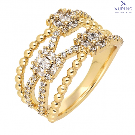 PIERŚCIONEK POZŁACANY 12 MM BRYLANTOWA ELEGANCJA XUPING 75079