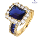 PIERŚCIONEK POZŁACANY 16 MM SZAFIROWA ELEGANCJA XUPING 75084