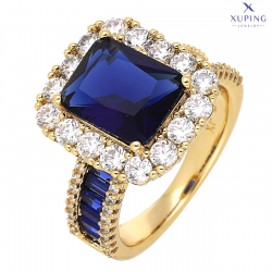 PIERŚCIONEK POZŁACANY 16 MM SZAFIROWA ELEGANCJA XUPING 75084