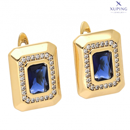 KOLCZYKI POZŁACANE 15/12 MM ELEGANCJA SZAFIRU XUPING 75151