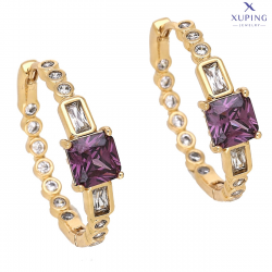 KOLCZYKI POZŁACANE 24/6 MM KOŁA Z AMETYSTOWYM RADIANTEM XUPING 75194
