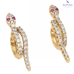 KOLCZYKI POZŁACANE 26/5 MM ŻMIJKA RUBINOWE OCZY XUPING 75206